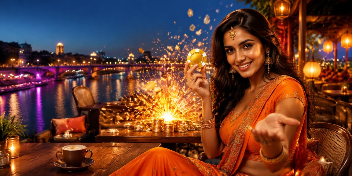 Indian player using mobile app to place bets by Ahmedabad riverfront