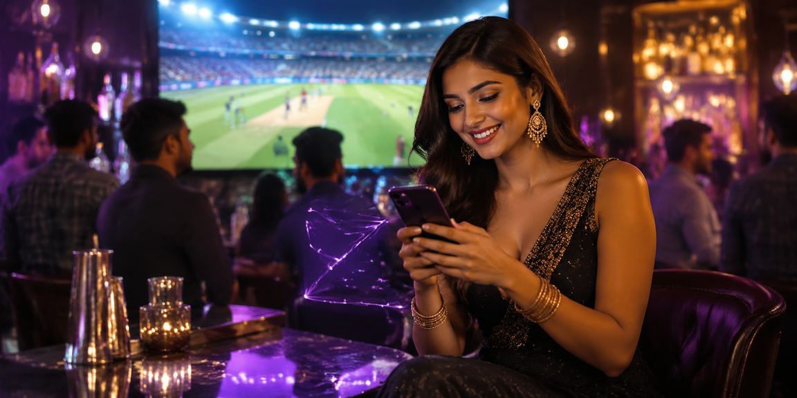 Close-up of cricket match and sports betting interface in India