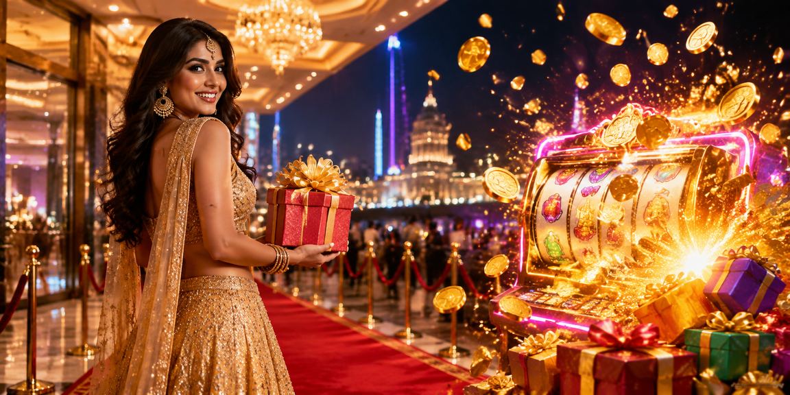 Indian woman enjoying slot game at home